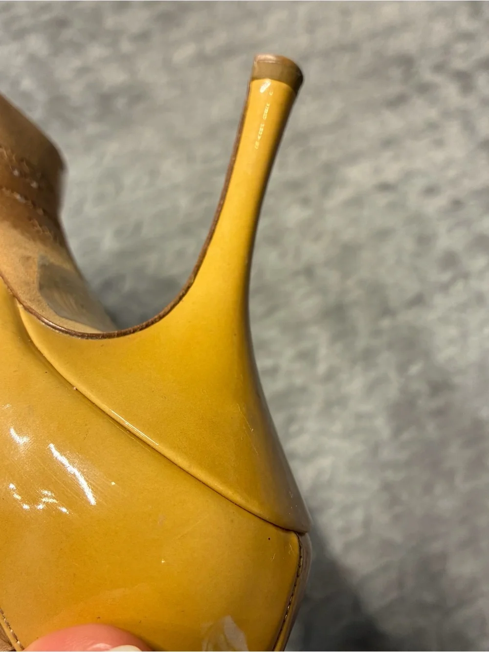 Jimmy Choo Mustard Yellow & Tan Cutout Peep-Toe Leather Heels